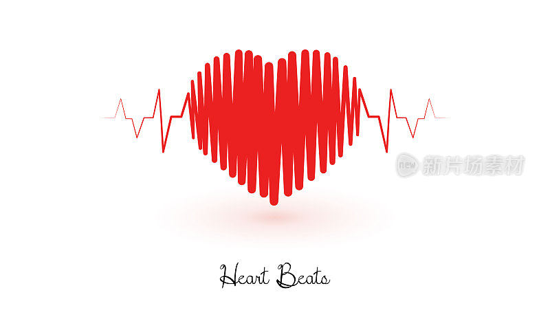 Vector electrocardiogram and heart pattern stock illustration